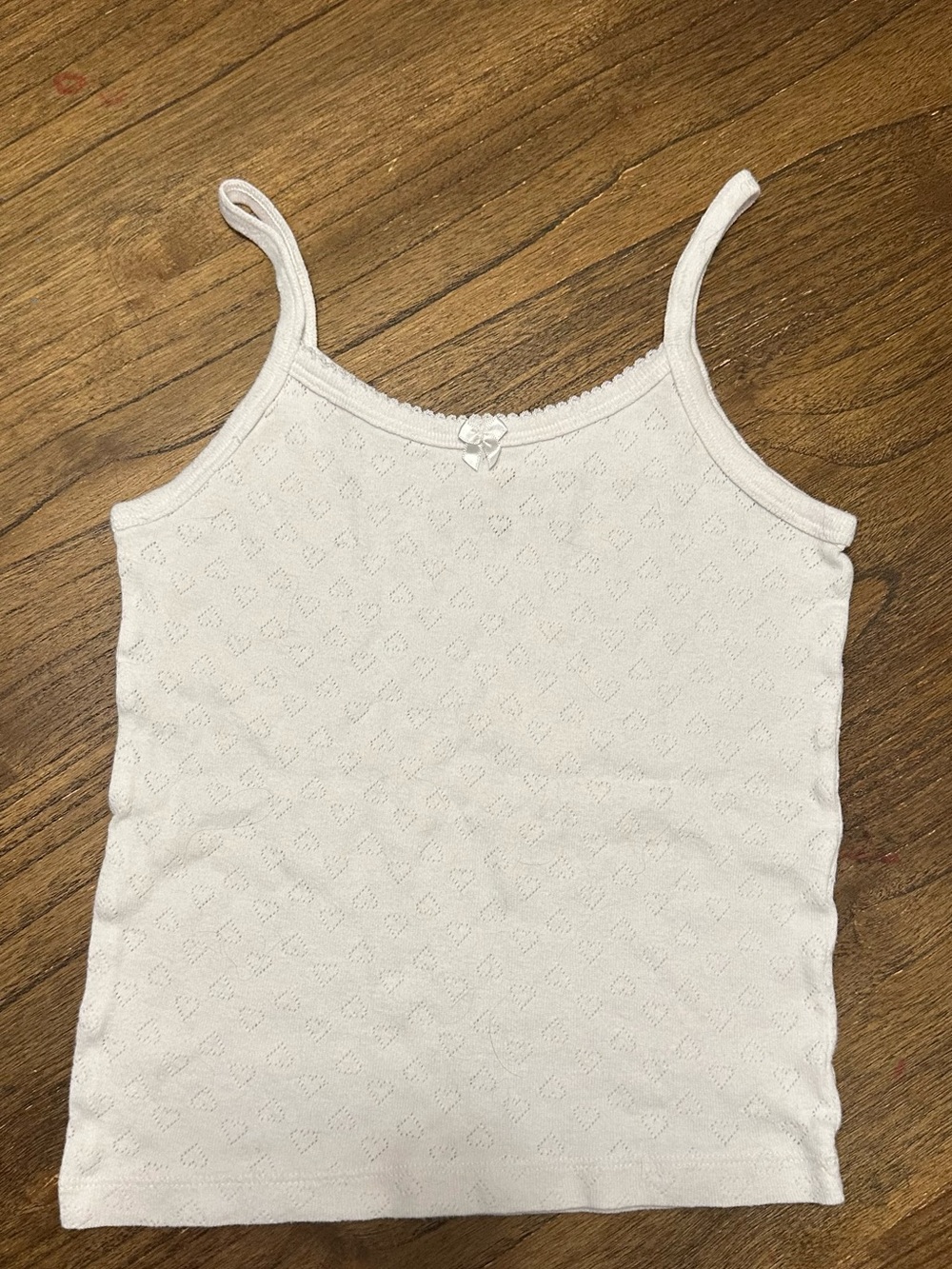 Rene Rofe White Knit Heart-Pattern Cami